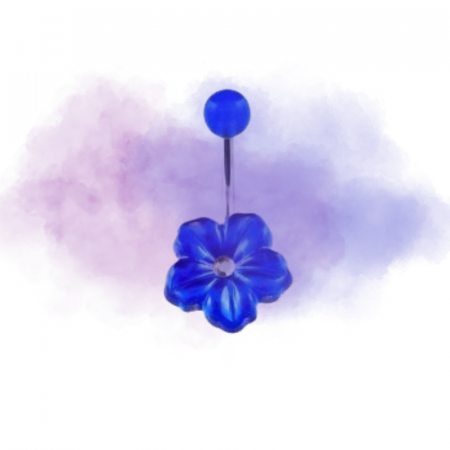 Belly Button Piercing - Belly Button Floral Piercing -Blue