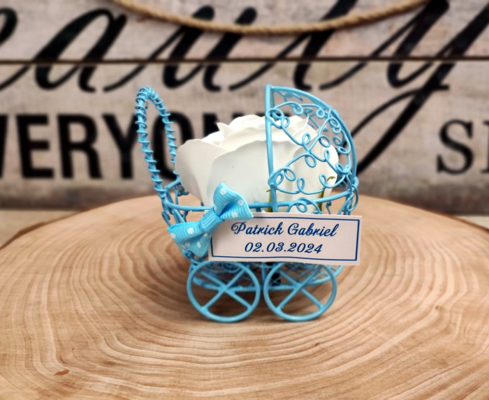 Carucior cu trandafir sapun ALB [3]