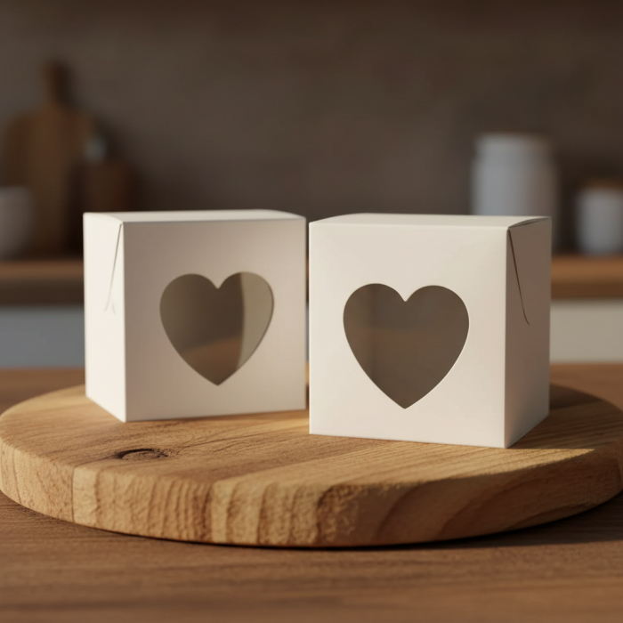 Cutii albe cu fereastra INIMA 5.5x5.5x2.5 cm [2]