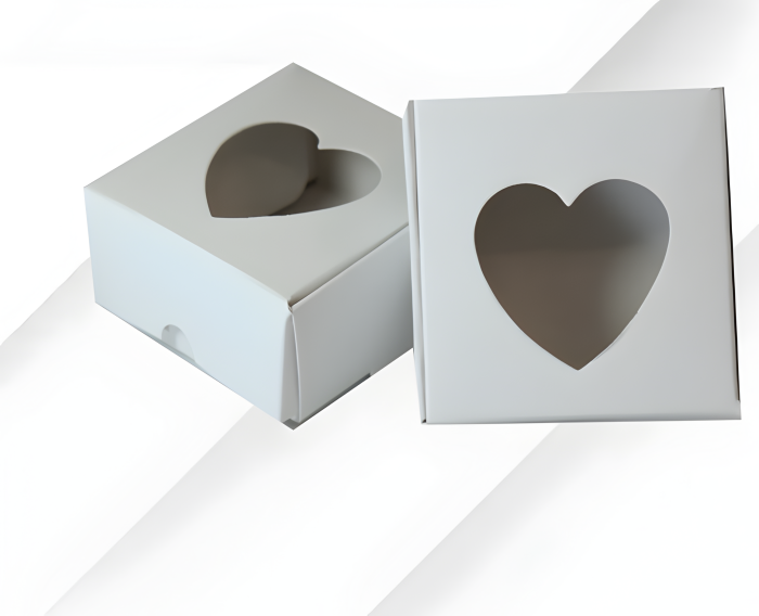 Cutii albe cu fereastra INIMA 5.5x5.5x2.5 cm [2]