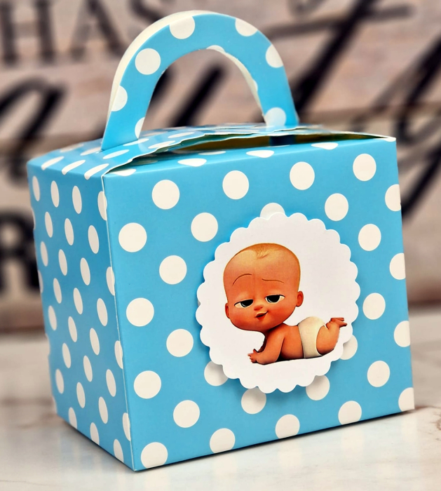 Cutii prajituri / marturii BLUE cu BULINE [2]