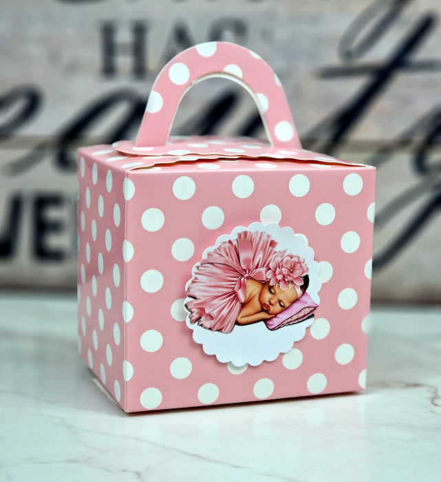 Cutii prajituri / marturii ROZ cu BULINE [2]