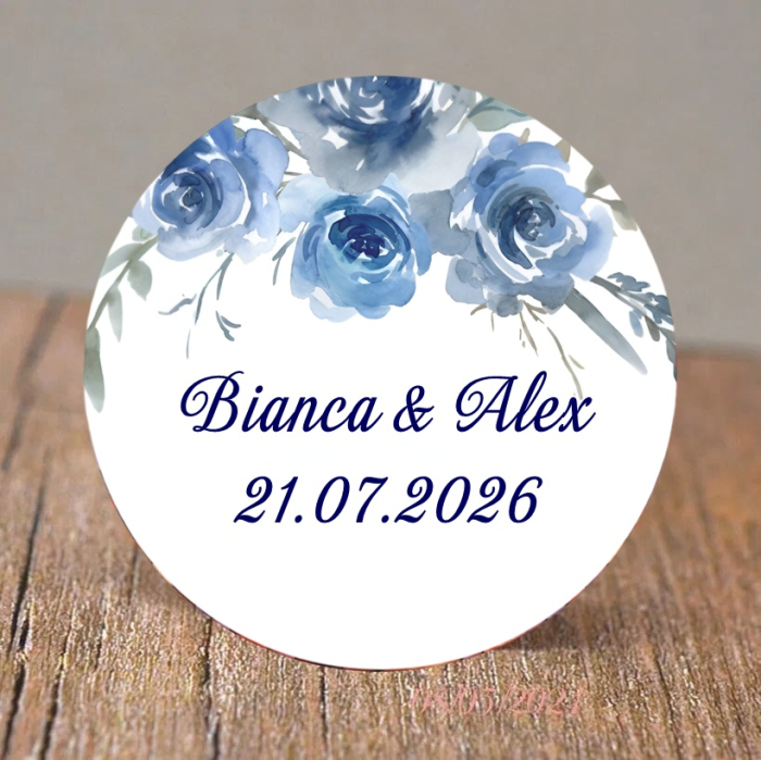 Etichete marturii BLUE ROSES (5cm) [1]