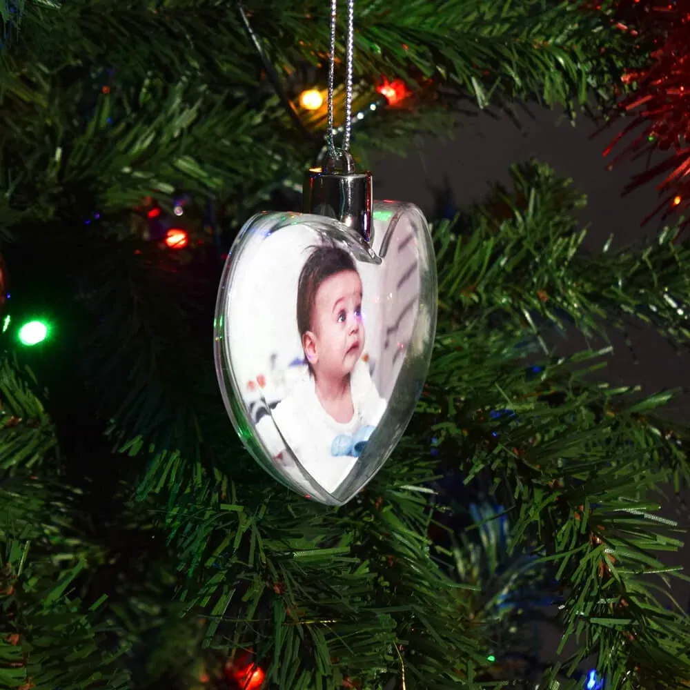 Glob personalizat pentru brad inima cu doua fotografii [2]