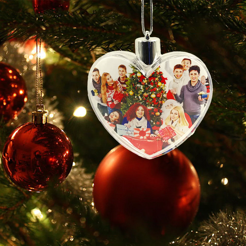 Glob personalizat pentru brad inima cu doua fotografii [6]