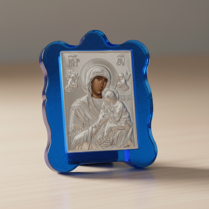 Icoana metal pe suport de sticla BLUE [1]