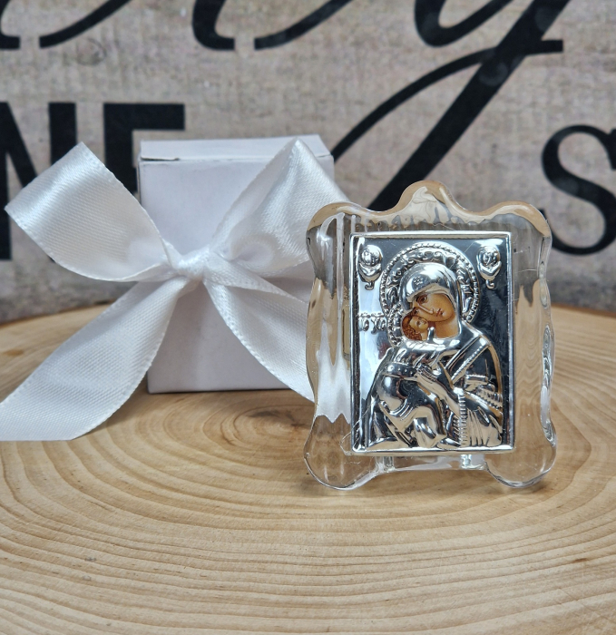 Iconita Maica Domnului pe suport de sticla TRANSPARENT [2]