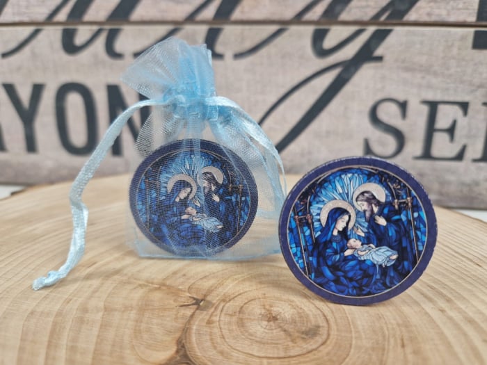 Iconita magnetica 3.8 cm PM2 in saculet BLUE [6]