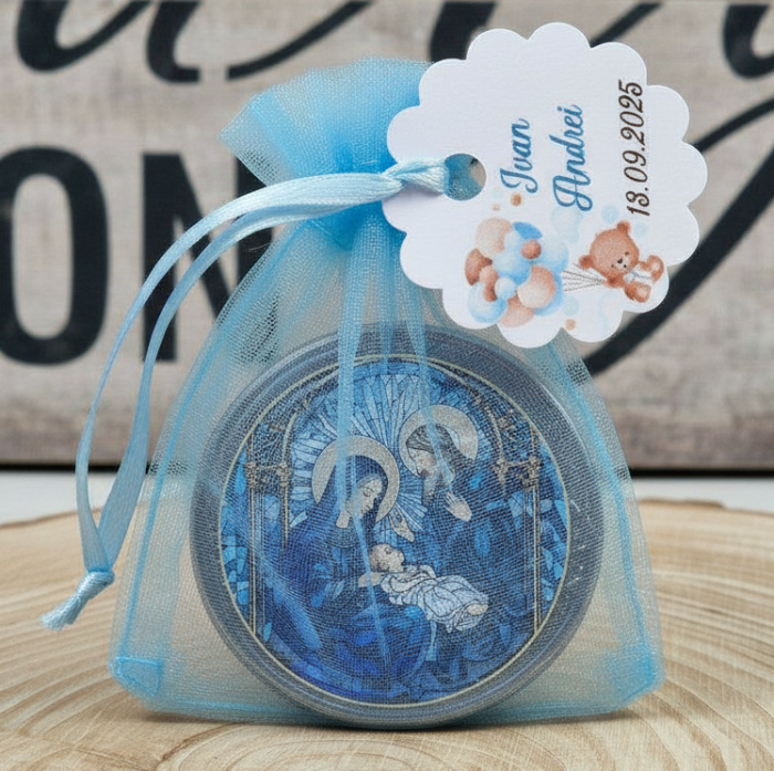 Iconita magnetica 3.8 cm PM2 in saculet BLUE [4]