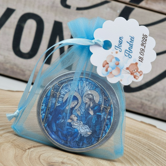 Iconita magnetica 3.8 cm PM2 in saculet BLUE [8]