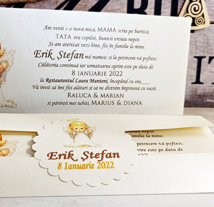 Invitatie Baby Angel (crem perlat) [6]