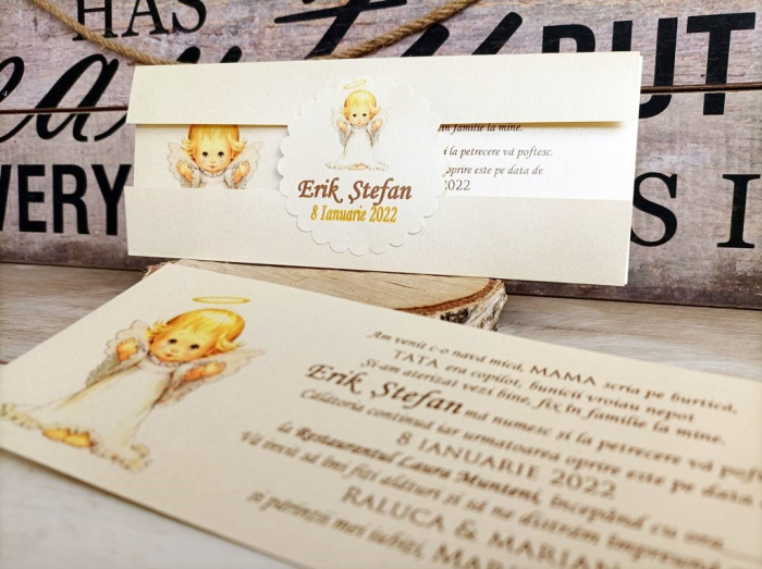 Invitatie Baby Angel (crem perlat) [4]