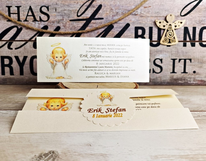 Invitatie Baby Angel (crem perlat) [5]