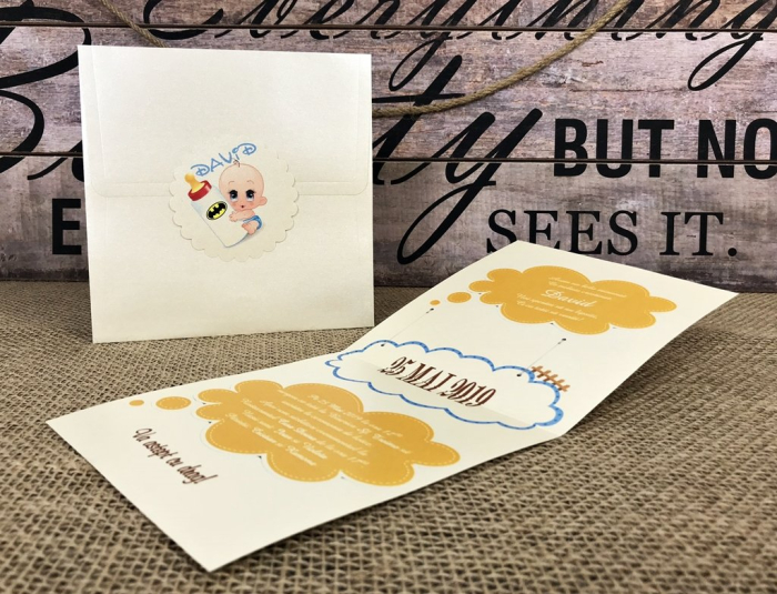 invitatie - Baby BATMAN (model crem perlat) [6]