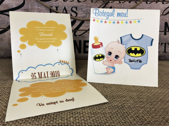 invitatie - Baby BATMAN (model crem perlat) [2]