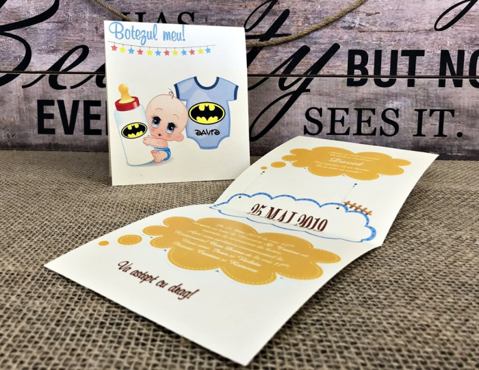 invitatie - Baby BATMAN (model crem perlat) [5]