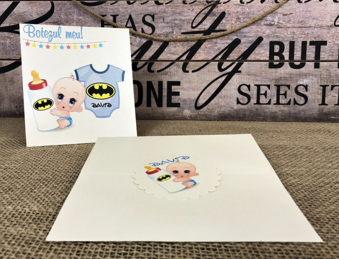 invitatie - Baby BATMAN (model crem perlat) [3]