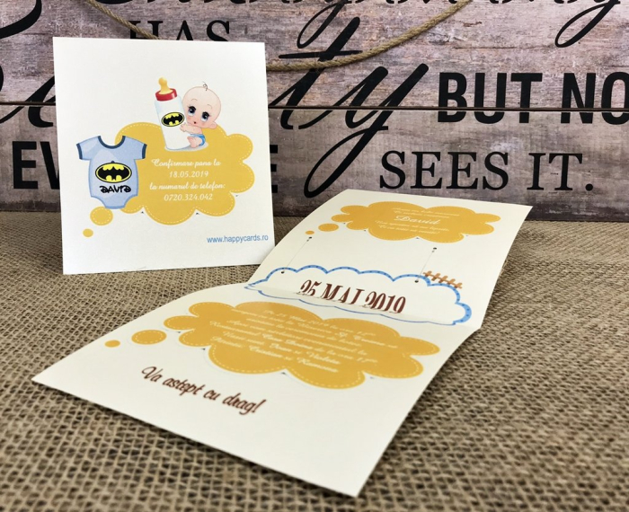 invitatie - Baby BATMAN (model crem perlat) [4]