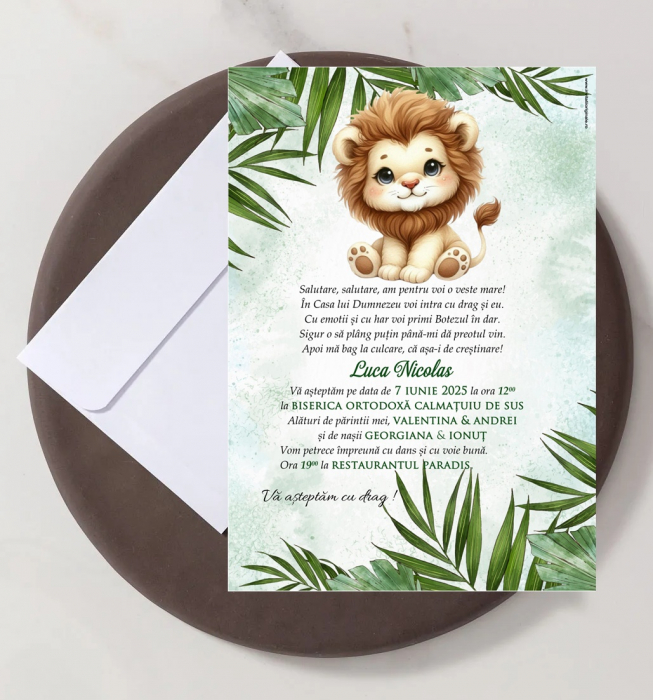 Invitatie BABY LION (plic alb) [1]
