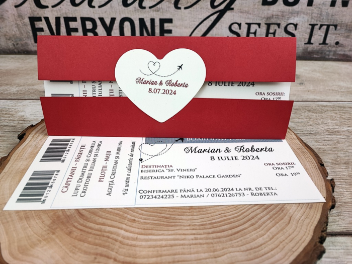 Invitatie BILET de AVION (Red Style) [8]