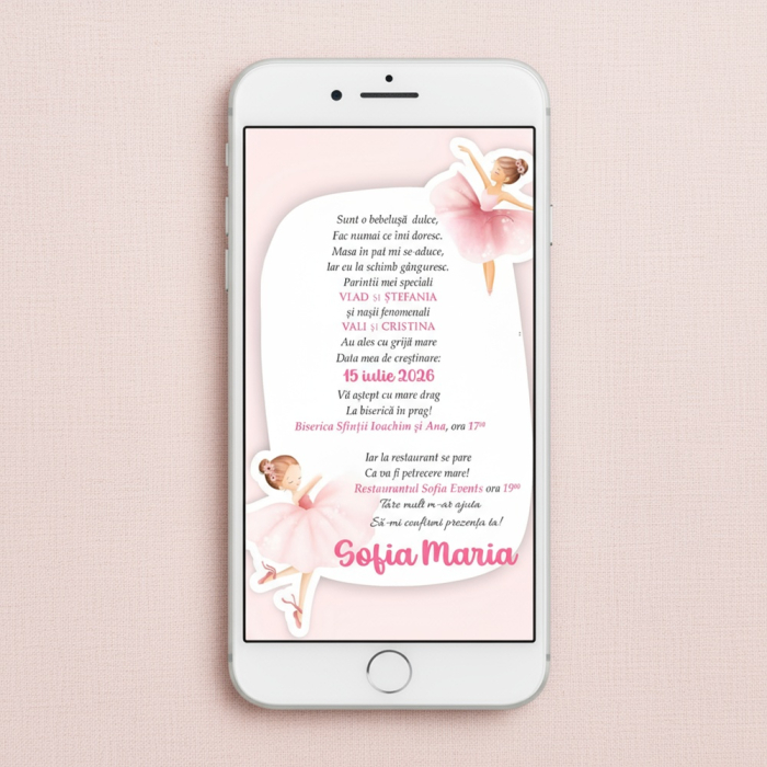 Invitatie botez papirus BALERINA [3]