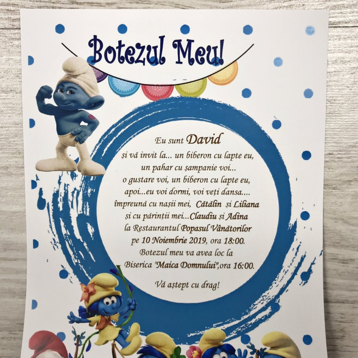 Invitatii petrecere copii - Strumfi [2]