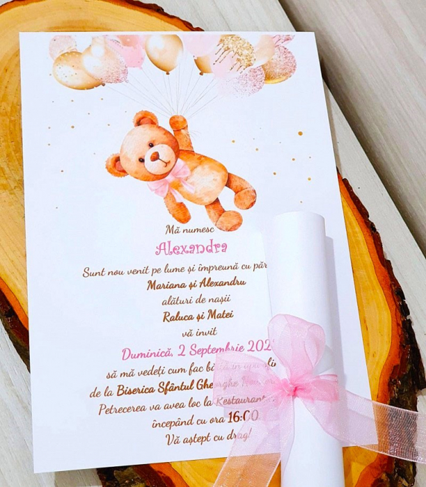 Invitatie botez TEDDY PINK [2]