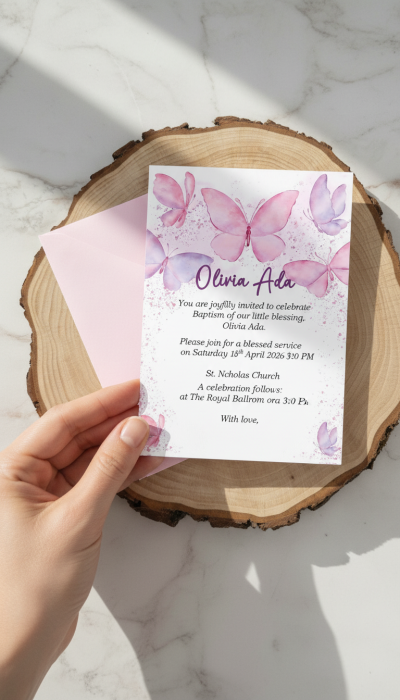 Invitatie  botez Pink Butterfly [2]