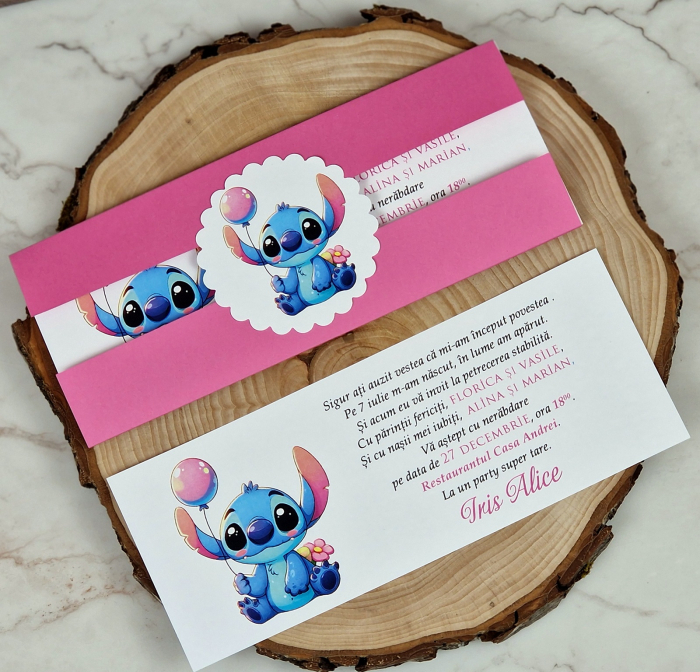 Invitatie botez STITCH (ROZ) [3]
