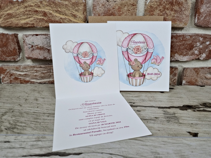 Invitatie botez - URSULET IN BALON [2]