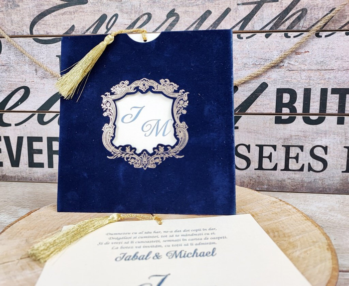 Invitatie catifea royal blue [4]