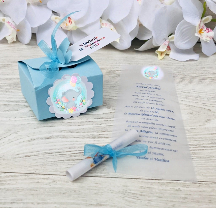 Invitatie - Cutie fluturas Sweet Elephant [2]