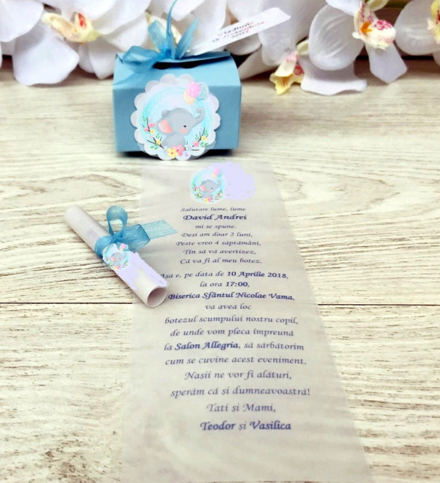 Invitatie - Cutie fluturas Sweet Elephant [3]