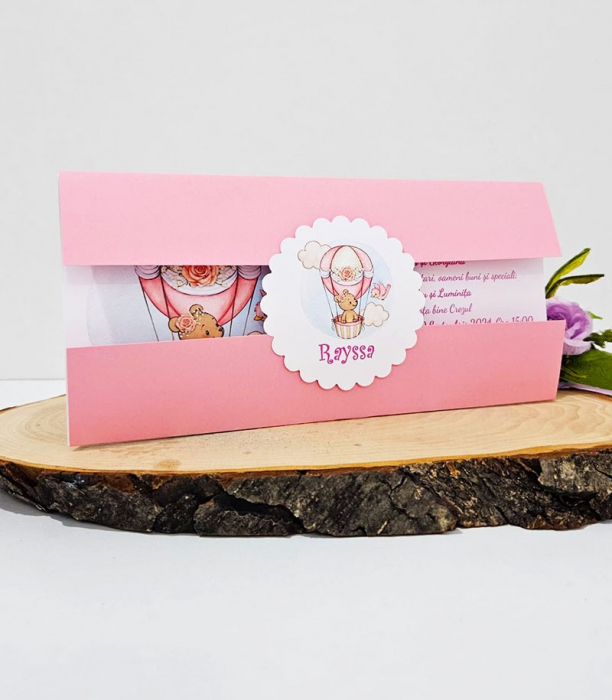 Invitatie Ursulet in Balon (coperta roz) [3]