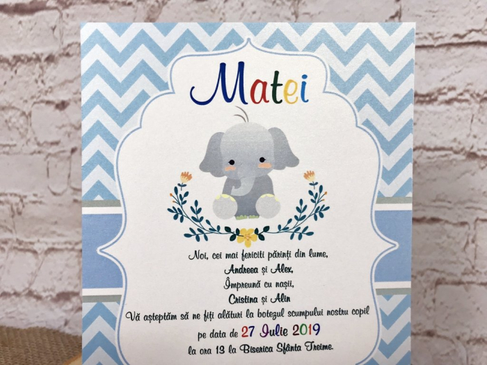 Invitatii petrecere copii - Elefantul Vesel (model craft) [2]