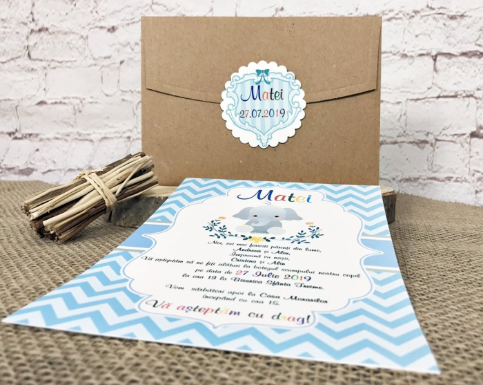 Invitatii petrecere copii - Elefantul Vesel (model craft) [3]