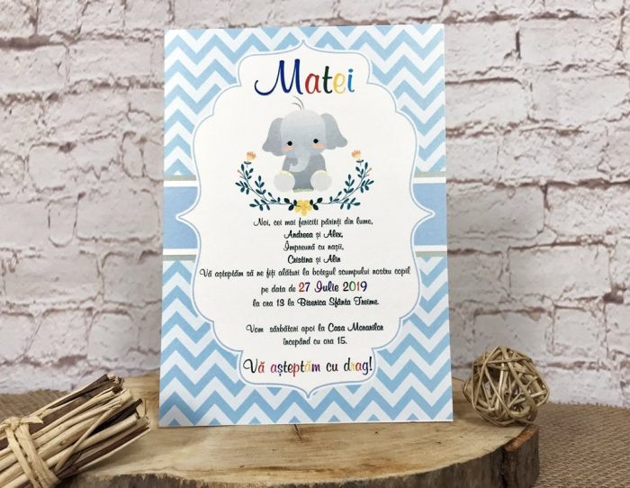 Invitatii petrecere copii - Elefantul Vesel (model craft) [6]