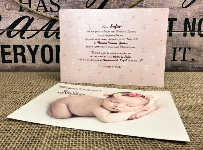 Invitatie FOTO -  Sweet PINK (alb perlat) [5]