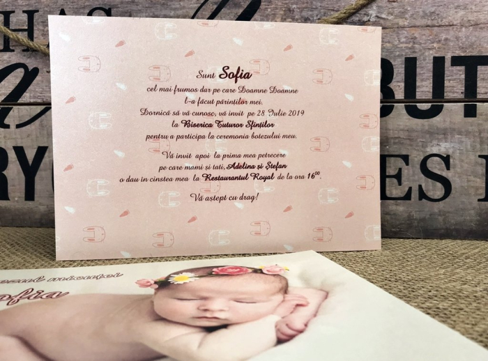 Invitatie FOTO -  Sweet PINK (alb perlat) [6]