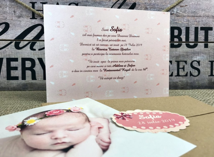 Invitatie FOTO -  Sweet PINK (alb perlat) [4]