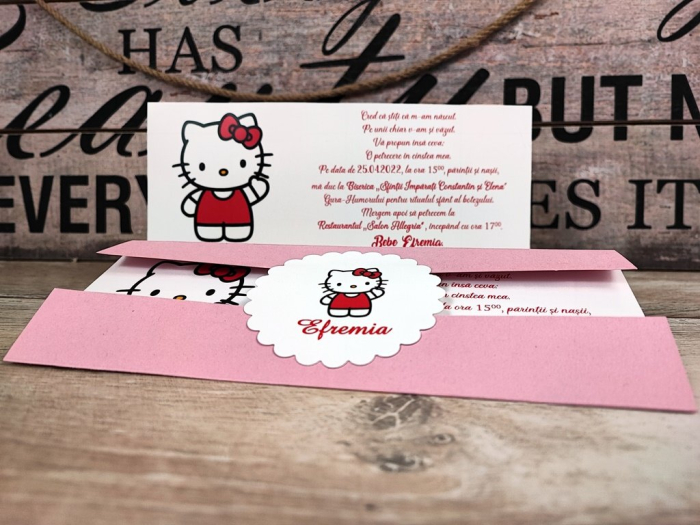 Invitatie Hello Kitty - model roz [2]