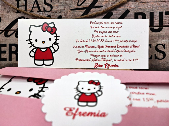 Invitatie Hello Kitty - model roz [3]