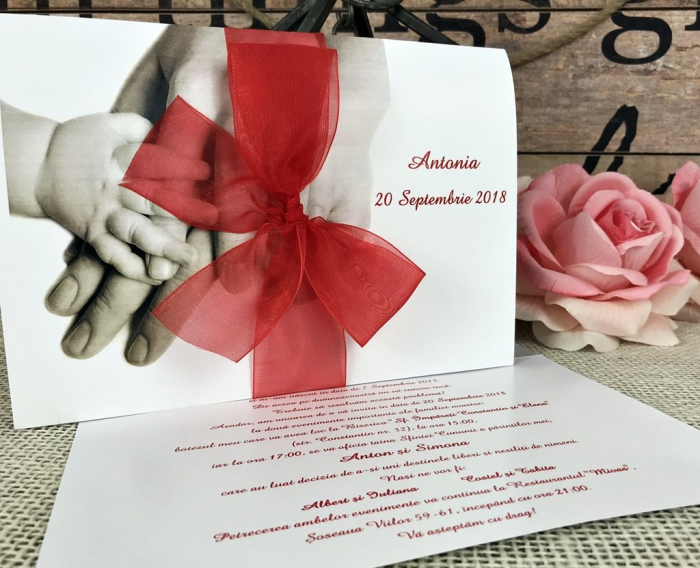 Invitatie NB cu fundita ROSIE [2]