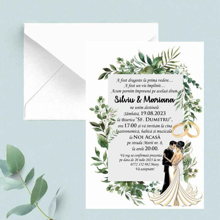 Invitatie Greenery Bride and Groom [3]