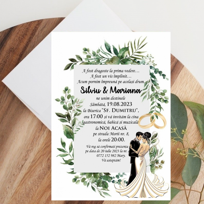 Invitatie Greenery Bride and Groom [2]