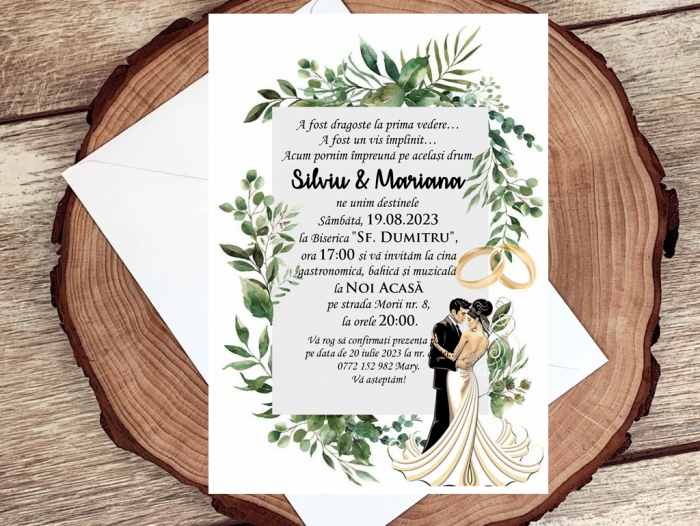 Invitatie Greenery Bride and Groom [4]