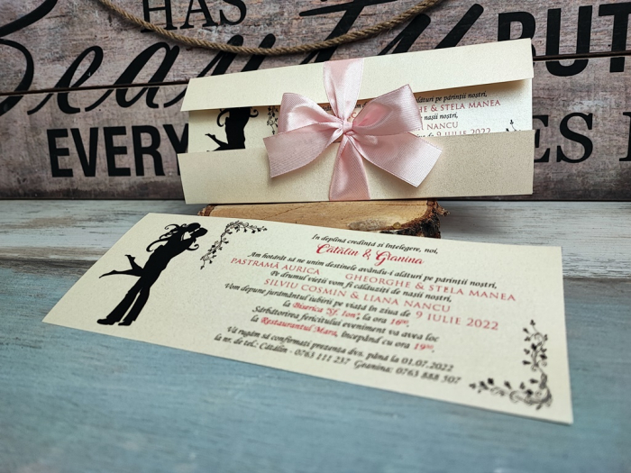 Invitatie nunta You & Me (fundita rose) [8]