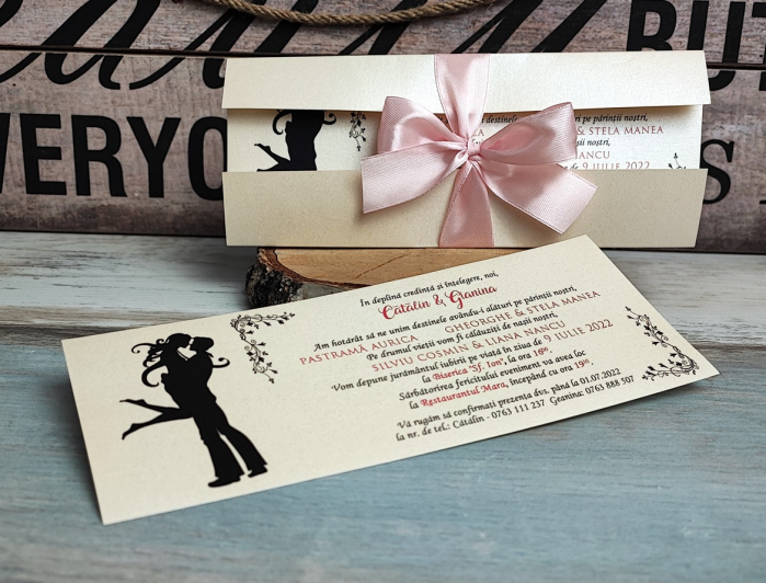 Invitatie nunta You & Me (fundita rose) [6]