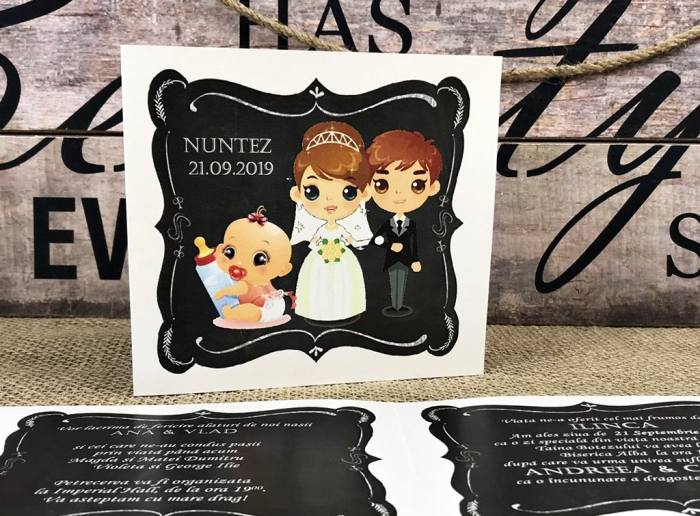 Invitatie NUNTEZ (fetite) - model alb sidefat [4]