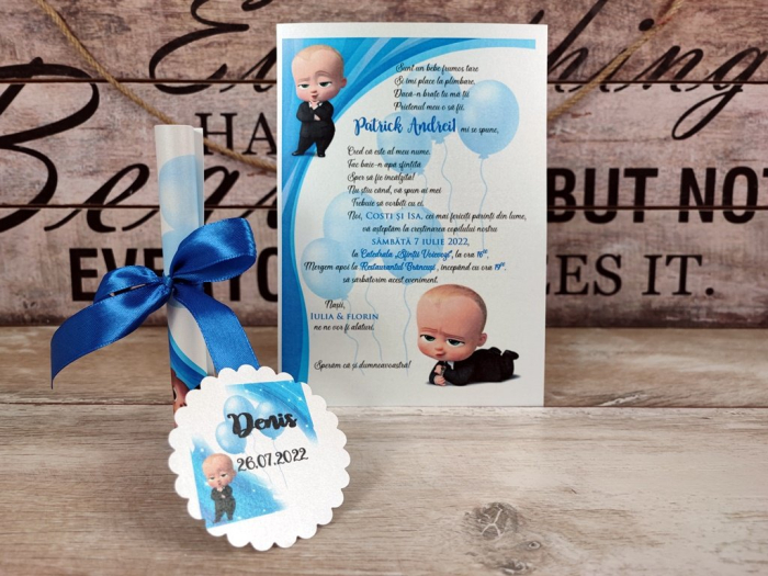 Invitatie papirus Baby Boss [4]